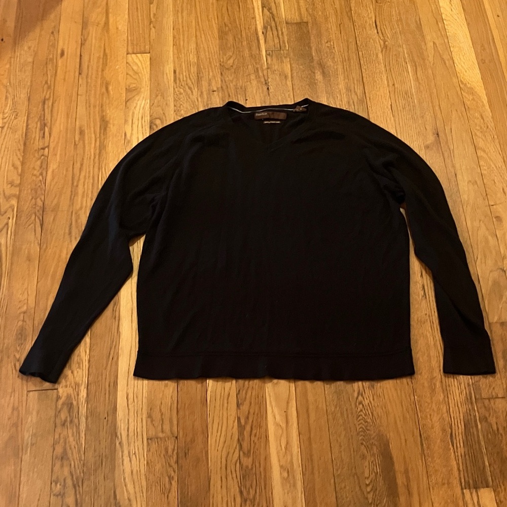 Perry Ellis bamboo cotton blend black v neck pullover sweater size large